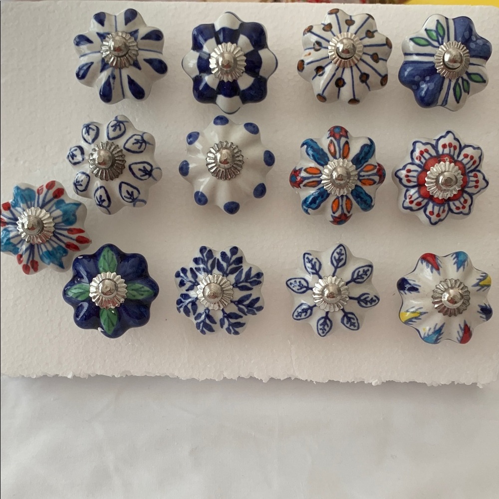 13 Decorative Ceramic Knob Set - Multicolor